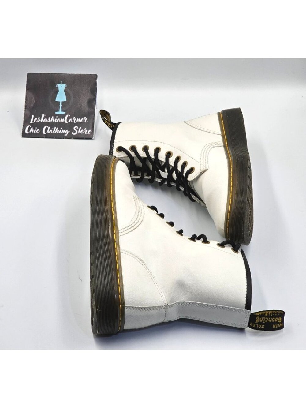 Dr. Martens Women's White Leather Zavala Lace-Up Combat Boots Size 6 2347 - Picture 12 of 16